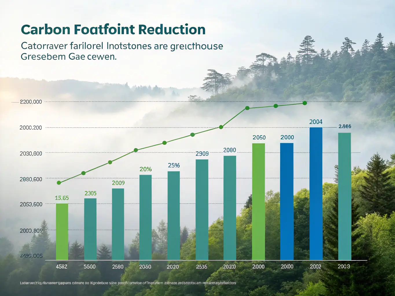 A visual representation of emissions reduction, showing a graph with a significant decrease in pollutants after implementing the Hydrogien system.
